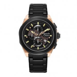 Alexandre Christie AC 6645 Rosegold Black Steel MCBBRBA